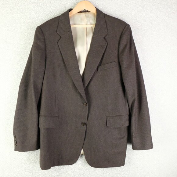 Samuelsohn Blazer Mens 44R Brown Striped Two Button Vented Wool Business Casual - Picture 1 of 15